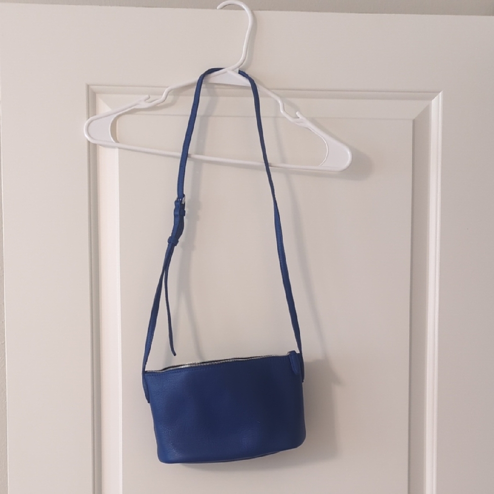 Blue Leather Shoulder Bag